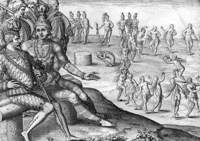 Tribo dos índios Timucua de Theodor de Bry