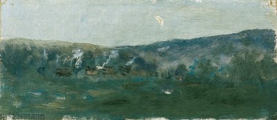 Paisagem Hilly Landscape com Crescent Moon de Theodor von Hormann
