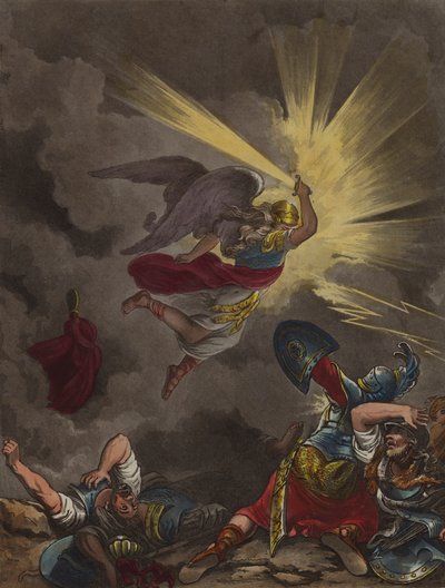 Anjo do Senhor a matar os Assírios (gravura) de Theodore (after) Lane