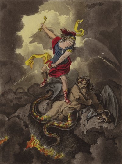 Satanás acorrentado (gravura) de Theodore (after) Lane