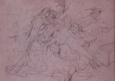 Descida da cruz (desenho) de Theodore (attr. to) Gericault