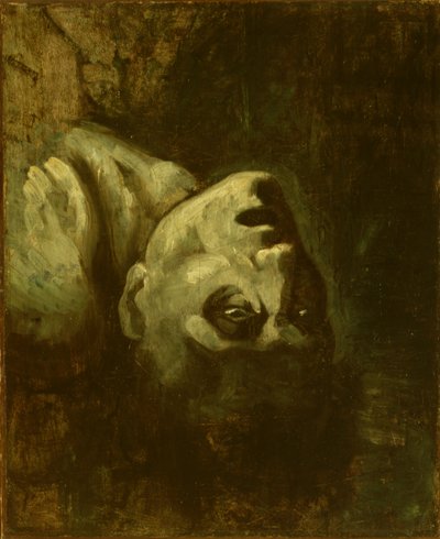 Cabeça de um homem afogado, c.1819 (óleo sobre papel montado sobre tela) de Theodore (circle of) Gericault