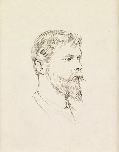 Retrato de Sir Ernest Waterlow, um perfil (caneta e tinta no papel) de Theodore Blake Wirgman