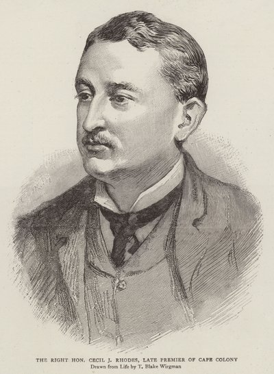 O excelentíssimo Cecil J Rhodes, primeiro-ministro da colônia do Cabo de Theodore Blake Wirgman