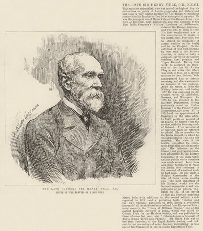 O falecido coronel Sir Henry Yule, RE, editor de The Travels of Marco Polo de Theodore Blake Wirgman