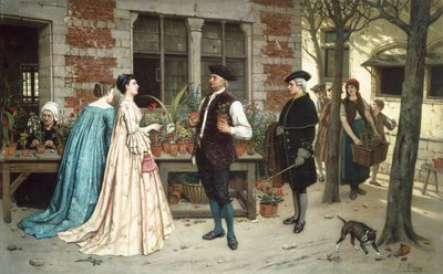 O Vendedor de Flores (óleo sobre painel) de Theodore Ceriez