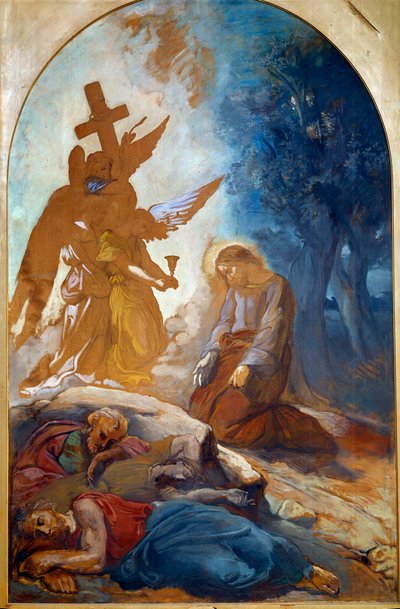 Jesus no jardim das oliveiras. Pintura de Theodore Chasseriau (1819-1856) de Théodore Chassériau