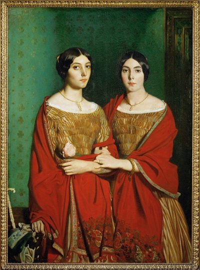 Mesdemoiselles C., dit aussi Les deux soeurs - As duas irmãs. As irmãs pintoras Adele e Genevieve ... de Théodore Chassériau