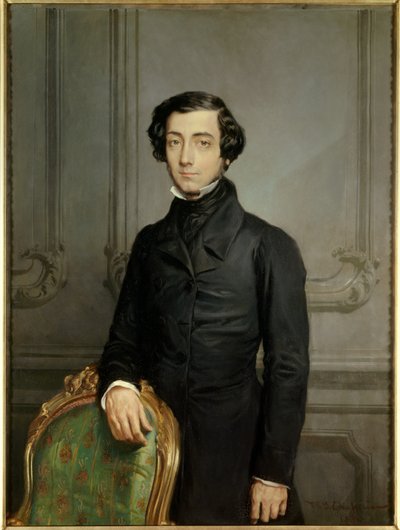 Retrato de Alexis Charles Henri Cleral de Tocqueville (1805-1859), Ministro dos Negócios Estrangeiros da Segunda República Pintura de Theodore Chasseriau (1819-1856) de Théodore Chassériau