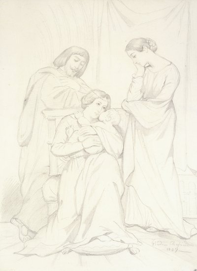 Retrato presumido do conde Oscar de Ranchicourt e sua família em trajes de trovador de Théodore Chassériau