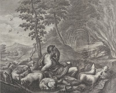 Jacó guardando o rebanho de Labão, 1613-24. de Theodore Cruger