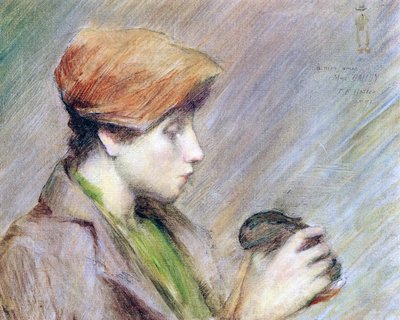 Suzanne Hoschedé com um coelho de 1891 de Theodore Earl Butler