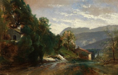 Paisagem montanhosa em Voreppe, Dauphiné (óleo sobre tela) de Théodore Fourmois