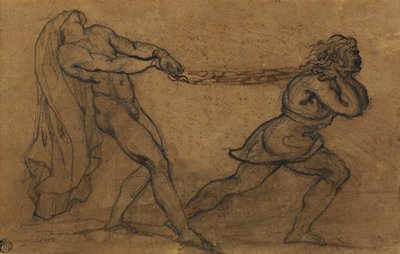 Um macho nu puxado por outro macho, de Theodore Gericault