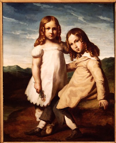 Alfred Dedreux (1810-60) como uma criança com sua irmã, Elisabeth, 1816-17 de Theodore Gericault
