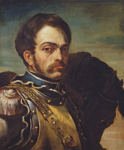 Oficial de Carabinier com seu cavalo, c.1814 de Theodore Gericault