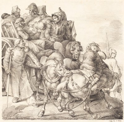 Carrinho Cheio de Soldados Feridos (Chariot charge de soldats blesses) de Theodore Gericault