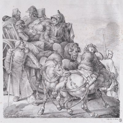Carro carregado de soldados feridos, 1818. de Theodore Gericault