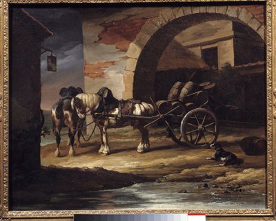 Carrinho carregado com barris de vinho ou a Pintura Haquet de Theodore Gericault (1791-1824) 1819 Dim. 0,6x0,73 m Providence. Museu de Arte de Theodore Gericault