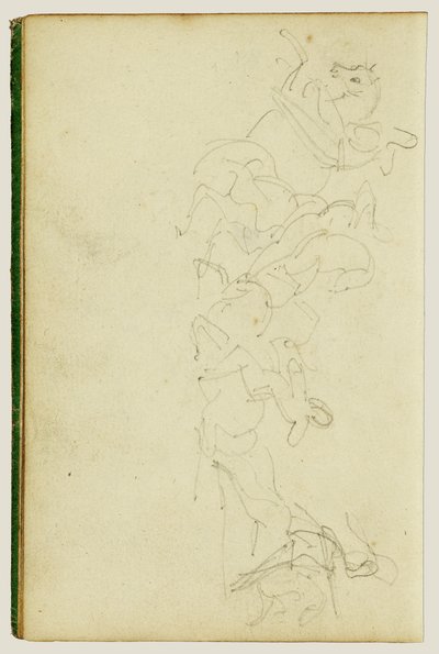 Escaramuça de cavalaria com quatro cavaleiros de Theodore Gericault
