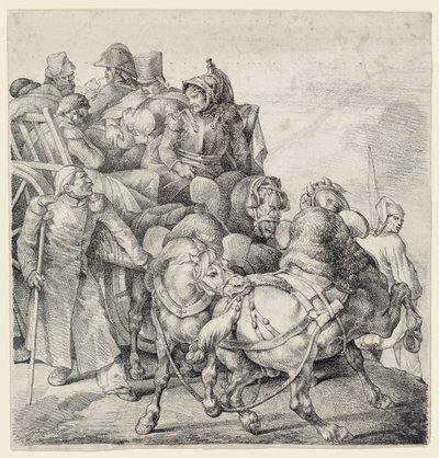 Carroça cheia de soldados feridos (A Wagon Full of Wounded Soldiers) de Theodore Gericault