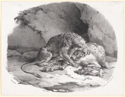Cavalo devorado por um leão (A Horse Being Devoured by a Lion) de Theodore Gericault