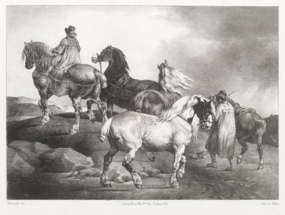 Cavalos a caminho da feira (Horses Being Led to the Fair) de Theodore Gericault