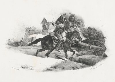 Curaseiros a carregar uma bateria de artilharia (Cuirassiers Charging An Artillery Battery) de Theodore Gericault