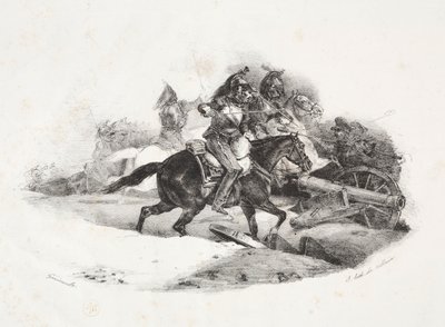 Cuirassiers carregando uma bateria de artilharia. de Theodore Gericault