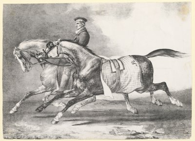 Dois cavalos cinzentos malhados a serem passeados (Two Dapple-Grays Being Exercised) de Theodore Gericault