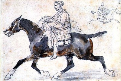 Talhante inglês a cavalo (lápis e aguarela) de Theodore Gericault