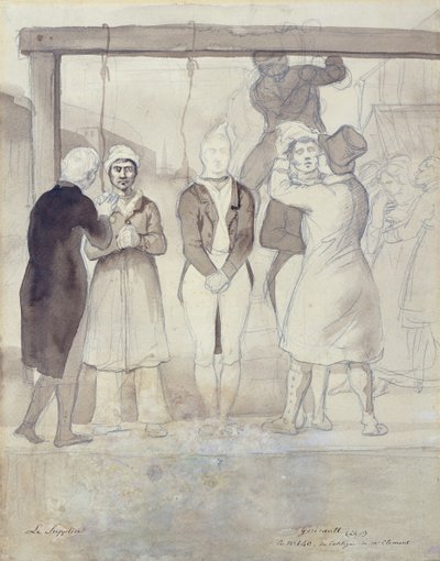Execução em Londres (o castigo) (wc e lápis sobre papel) de Theodore Gericault