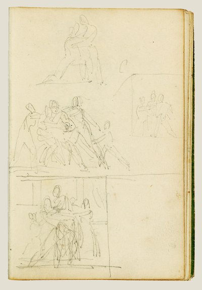 Quatro estudos de composição para um grupo de figuras de Theodore Gericault