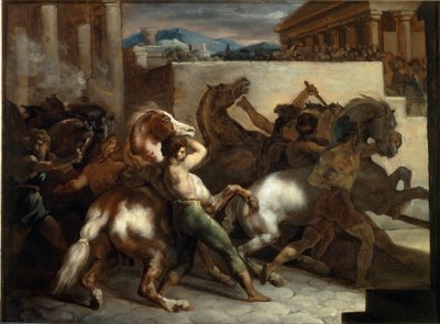 Corridas de Cavalos Grátis em Roma - óleo sobre tela de Theodore Gericault