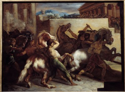 Corrida de Cavalos Grátis em Roma Pintura por Theodore Gericault (1791-1824) 1817 Sol. 0,45x0,6 m de Theodore Gericault