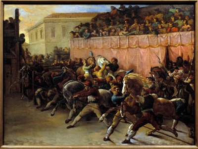 Corrida de cavalos grátis em Roma. Pintura por Theodore Gericault (1791-1824) de Theodore Gericault