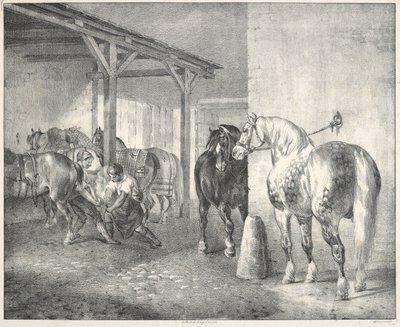 Hangar do ferreiro (Uma oficina de ferreiro) de Theodore Gericault
