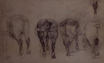 Cavalos arreiados (lápis) de Theodore Gericault