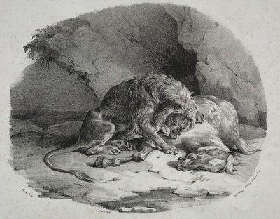 Cavalo devorado por um leão de Theodore Gericault