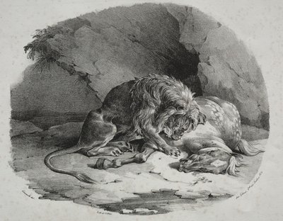 Cavalo devorado por um leão de Theodore Gericault