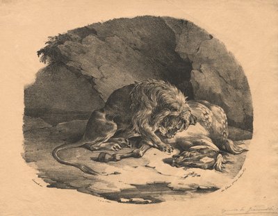 Cavalo devorado por um leão de Theodore Gericault