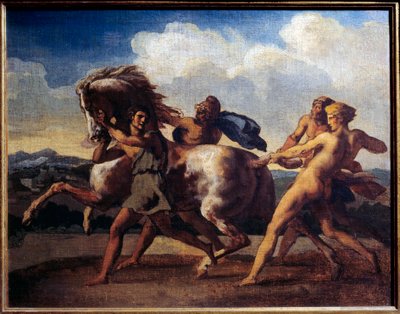 Os cavalos passam pelos escravos. Pintura por Theodore Gericault (1791-1824) de Theodore Gericault