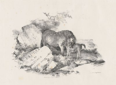 A égua e o seu potro, frontispício (The Mare and Its Colt, Frontispiece) de Theodore Gericault