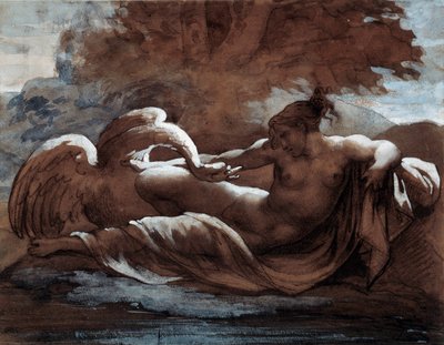 Leda e o cisne. Desenho de Theodore Gericault (1791-1824) de Theodore Gericault