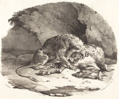 Leão devorando um cavalo de Theodore Gericault