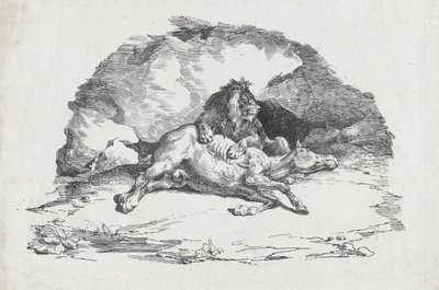 Leão Devorando um Cavalo, 1818. de Theodore Gericault