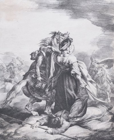 Mameluco defendendo um trompetista ferido, 1818. de Theodore Gericault