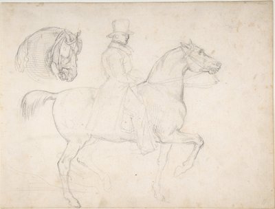 Homem a Cavalo e Estudo da Cabeça de um Cavalo de Theodore Gericault