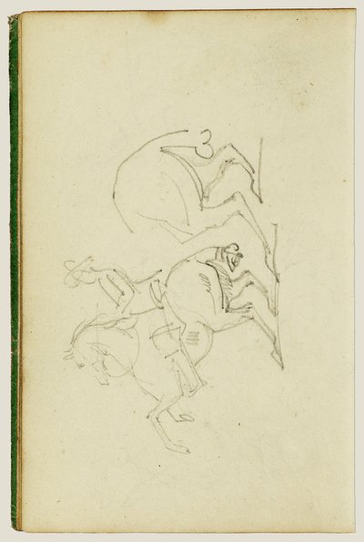 Homem num cavalo empinado, estudo das patas traseiras do cavalo de Theodore Gericault