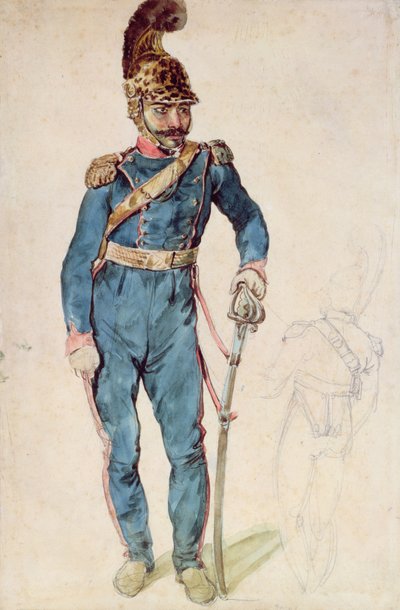 Mustapha, servo de Gericault, no uniforme do coronel Bro de Theodore Gericault